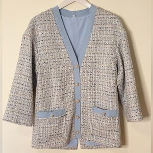 Original Sample Made for Production Blue Tweed Cardigan Jacket size XS